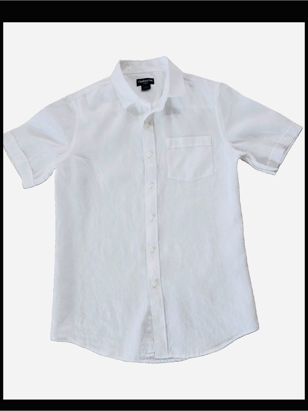 Clairborne White 100% Linen Slim Fit Men’s Shirt Size Small